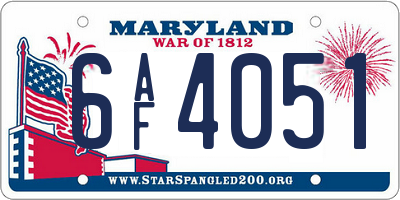 MD license plate 6AF4051