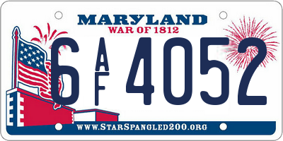 MD license plate 6AF4052