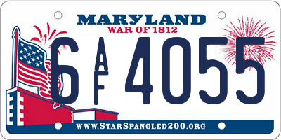 MD license plate 6AF4055