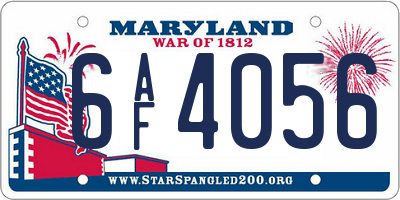 MD license plate 6AF4056