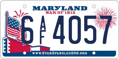 MD license plate 6AF4057