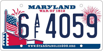 MD license plate 6AF4059