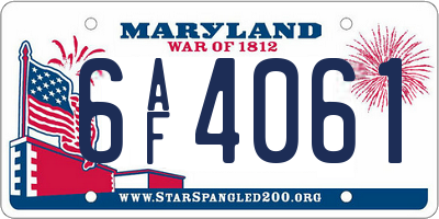 MD license plate 6AF4061
