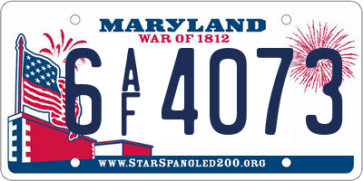 MD license plate 6AF4073