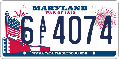 MD license plate 6AF4074