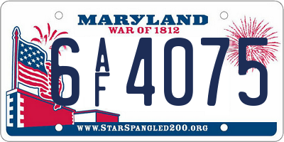 MD license plate 6AF4075