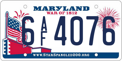 MD license plate 6AF4076