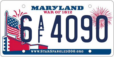 MD license plate 6AF4090