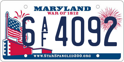 MD license plate 6AF4092