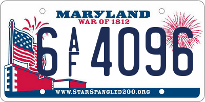 MD license plate 6AF4096