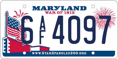 MD license plate 6AF4097
