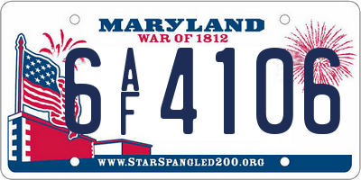 MD license plate 6AF4106
