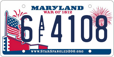 MD license plate 6AF4108