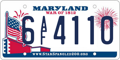 MD license plate 6AF4110