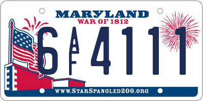 MD license plate 6AF4111