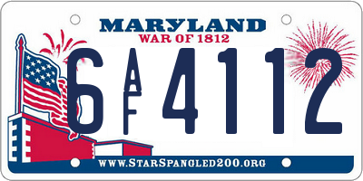 MD license plate 6AF4112