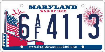 MD license plate 6AF4113