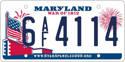 MD license plate 6AF4114