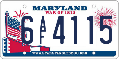 MD license plate 6AF4115