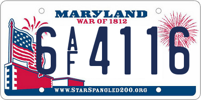 MD license plate 6AF4116