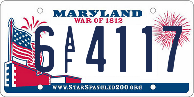 MD license plate 6AF4117