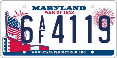 MD license plate 6AF4119