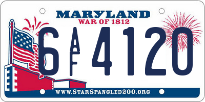 MD license plate 6AF4120