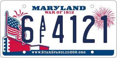 MD license plate 6AF4121