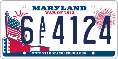 MD license plate 6AF4124