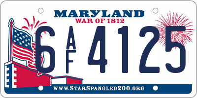 MD license plate 6AF4125