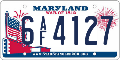 MD license plate 6AF4127