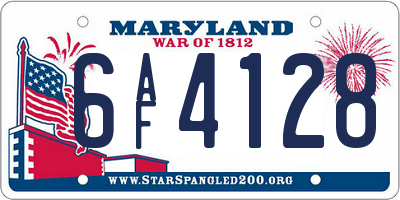 MD license plate 6AF4128