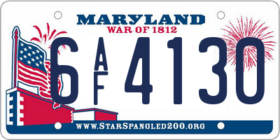 MD license plate 6AF4130
