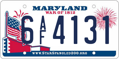 MD license plate 6AF4131