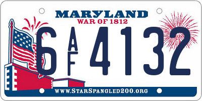 MD license plate 6AF4132