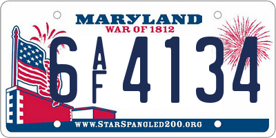MD license plate 6AF4134