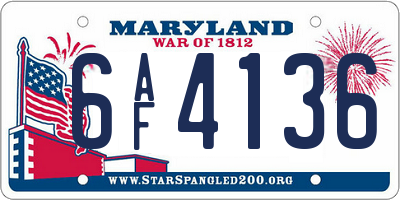 MD license plate 6AF4136