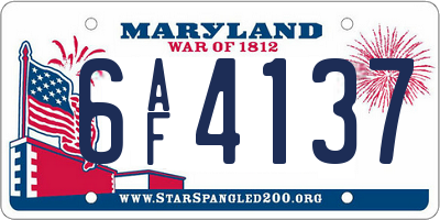 MD license plate 6AF4137