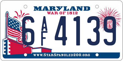 MD license plate 6AF4139
