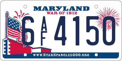 MD license plate 6AF4150