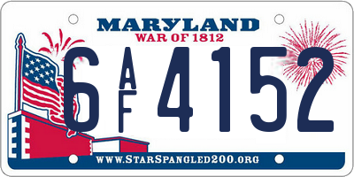 MD license plate 6AF4152