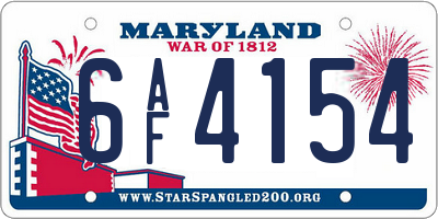 MD license plate 6AF4154