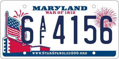 MD license plate 6AF4156