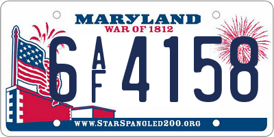 MD license plate 6AF4158
