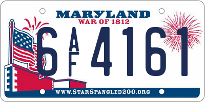 MD license plate 6AF4161