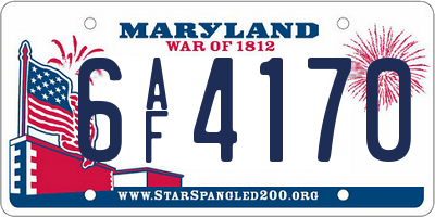 MD license plate 6AF4170