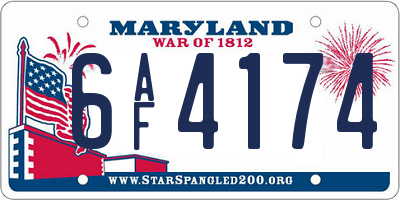 MD license plate 6AF4174