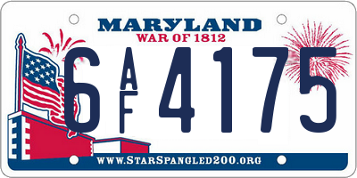 MD license plate 6AF4175