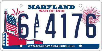 MD license plate 6AF4176