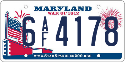 MD license plate 6AF4178